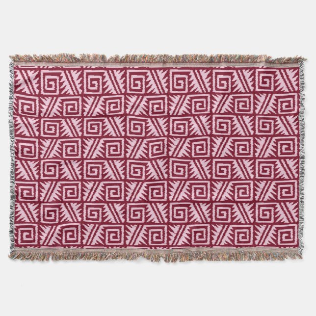 Ikat Aztec Tribal - Burgundy and Rosa Mysfilt (Framsidan)