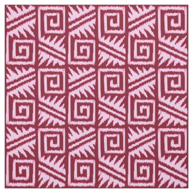 Ikat Aztec Tribal - Burgundy and Rosa Tyg (Provkarta)