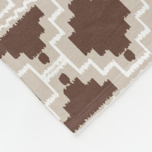 Ikat Aztec Tribal - Chocolate Brown och Taupe Fleecefilt
