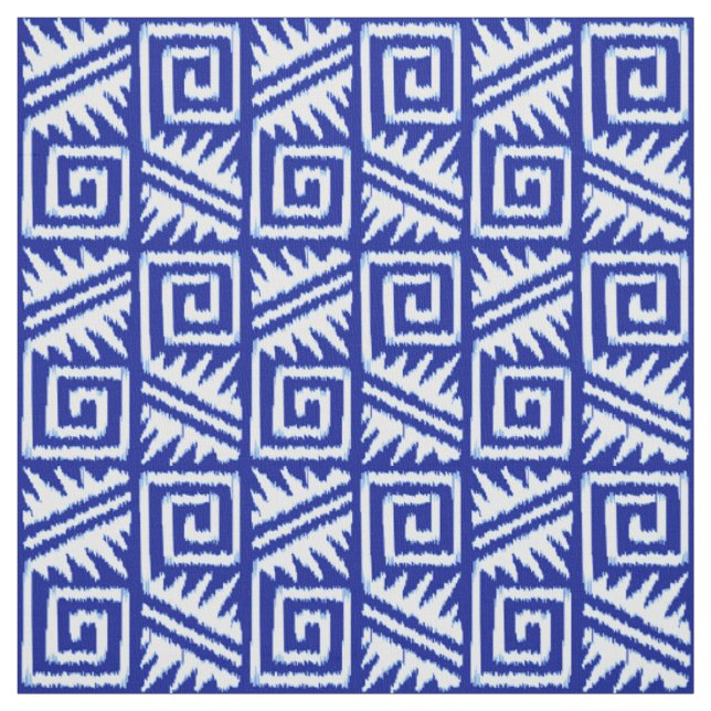Ikat Aztec Tribal - Cobalt Blue and White Tyg (Provkarta)