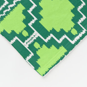 Ikat Aztec Tribal - Forest and Lime Green Fleecefilt