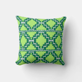 Ikat Aztec Tribal - Forest and Lime Green Kudde