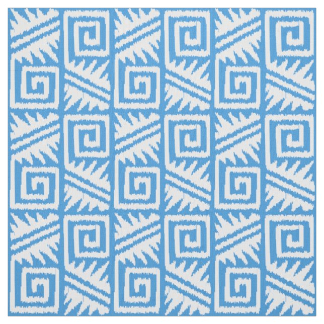 Ikat Aztec Tribal - Himlar Blue and White Tyg (Provkarta)