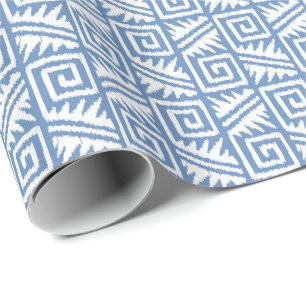 Ikat Aztec Tribal - Himmelblå och Vit Presentpapper
