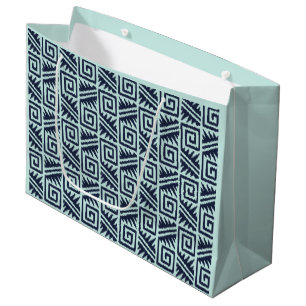 Ikat Aztec Tribal - Indigo och Ljusblå