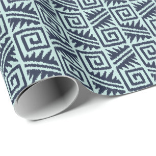 Ikat Aztec Tribal - Indigo och Ljusblå Presentpapper