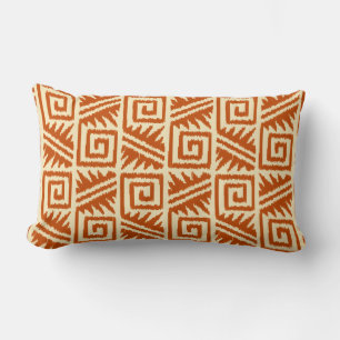 Ikat Aztec Tribal - Mandarin och Light Orange Lumbarkudde