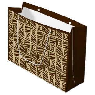 Ikat Aztec Tribal - Mörk Brown och Tan