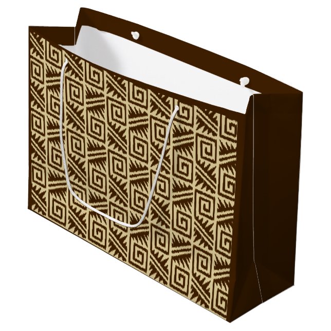 Ikat Aztec Tribal - Mörk Brown och Tan (Framsidan Vinklad)