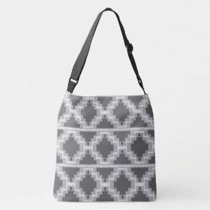 Ikat Aztec Tribal - Mörk och lätt Grått / Gråt Axelväska