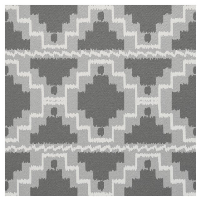 Ikat Aztec Tribal - Mörk och lätt Grått / Grått Tyg (Provkarta)