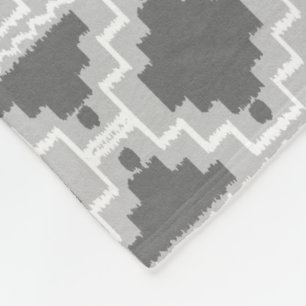 Ikat Aztec Tribal - Mörk och ljusgrå Fleecefilt