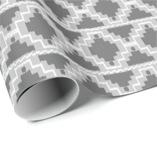 Ikat Aztec Tribal - Mörk och ljusgrå Presentpapper