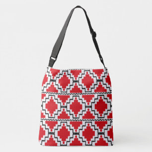 Ikat Aztec Tribal - Red, Black and White Axelväska
