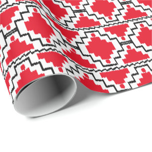 Ikat Aztec Tribal - Red, Black and White Presentpapper