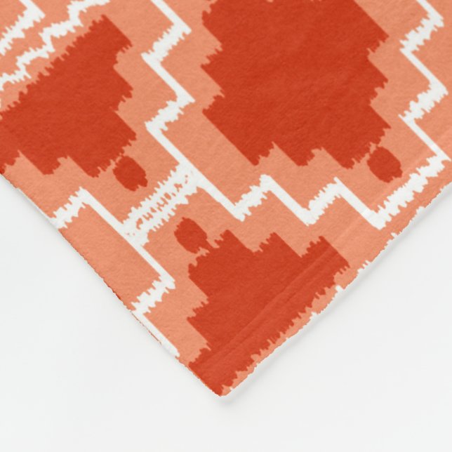Ikat Aztec Tribal - Rost, Orange och vit Fleecefilt (Hörn)