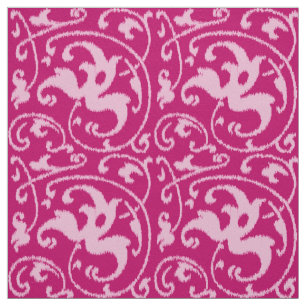 Ikat blom- damast - fuchsiaen och bleken - rosor tyg