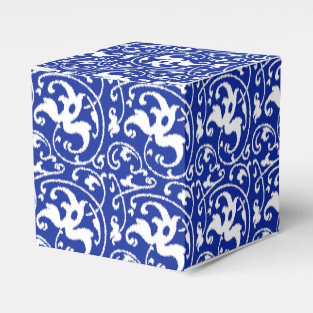 Ikat Blommigt Damask - Cobalt Blue and White Presentaskar (Framsidan Sidan)