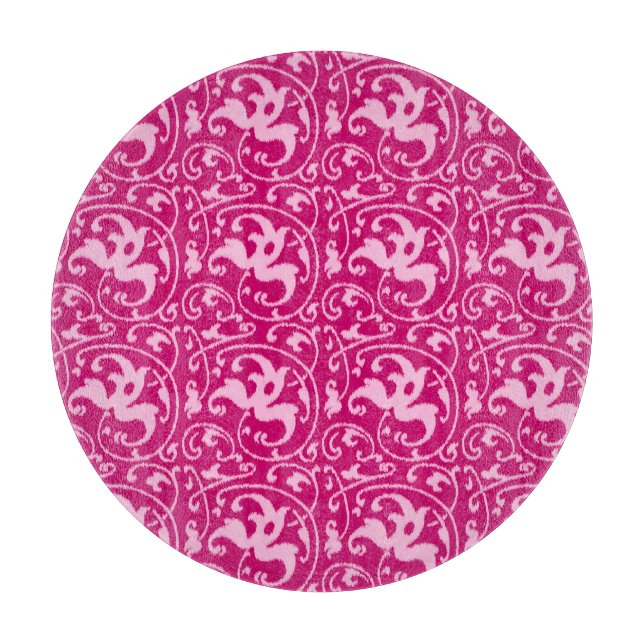 Ikat Blommigt Damask - Fuchsia och Blek Rosa (Framsidan)
