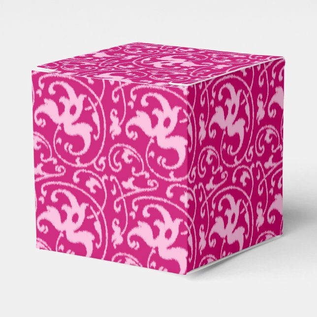 Ikat Blommigt Damask - Fuchsia och Blek Rosa Presentaskar (Framsidan Sidan)