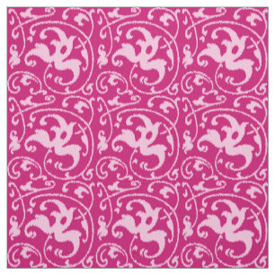 Ikat Blommigt Damask - Fuchsia och Blek Rosa Tyg