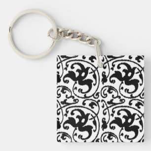 Ikat Blommigt Damask - White and Black