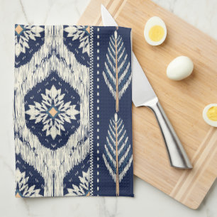 Ikat Blommigt Paisley Mönster Kökshandduk