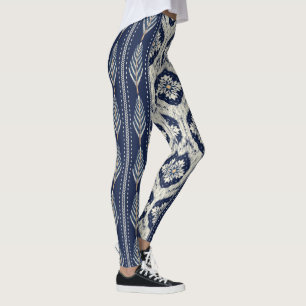 Ikat Blommigt Paisley Mönster Leggings