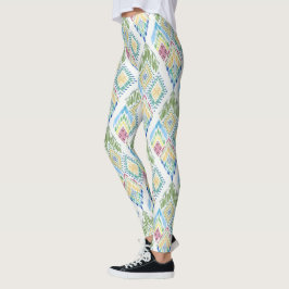 Ikat Blommigt Seamless Mönster Leggings