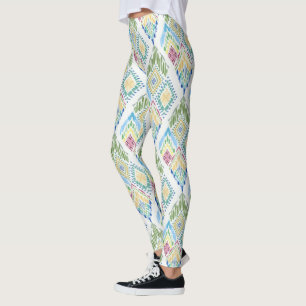 Ikat Blommigt Seamless Mönster Leggings