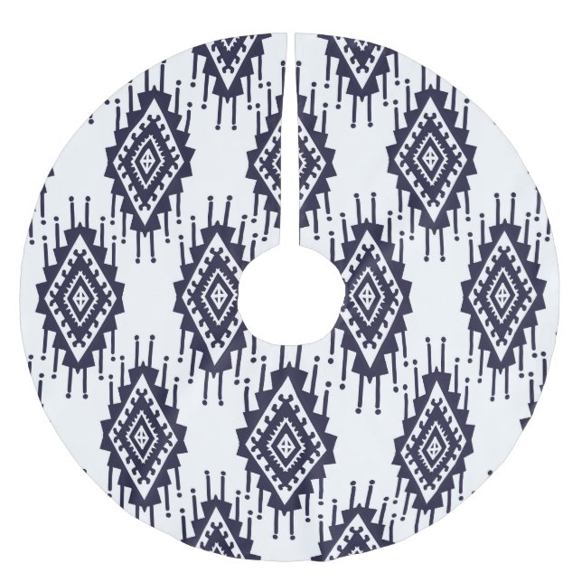 Ikat Boho Aztec Textile Motif Julgransmatta Borstad Polyester (Framsidan)