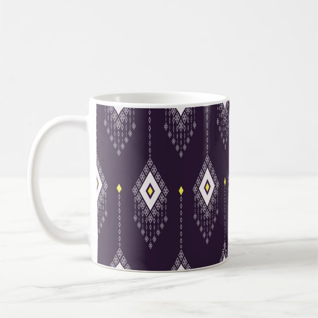 Ikat Chandelier Mönster: Vintage Textile Design Kaffemugg (Vänster)