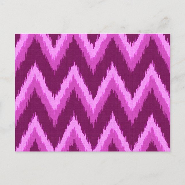 Ikat Chevron Rand - Amethyst Lila and Violet Vykort (Framsida)