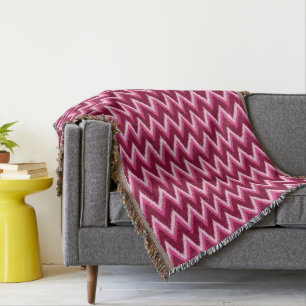 Ikat Chevron Rand - Burqundy, Ro och Rosa Mysfilt