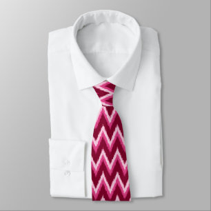 Ikat Chevron Rand - Burqundy, Ro och Rosa Slips