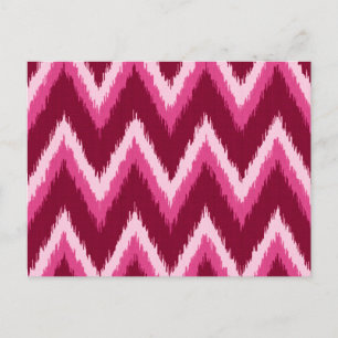 Ikat Chevron Rand - Burqundy, Ro och Rosa Vykort