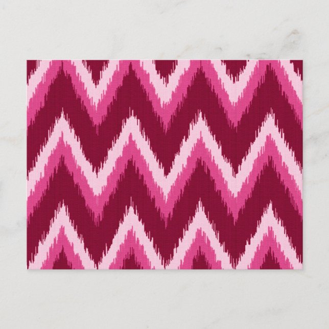 Ikat Chevron Rand - Burqundy, Ro och Rosa Vykort (Framsida)