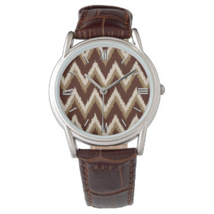 Ikat Chevron Rand - Chocolate Brown & Beige Armbandsur
