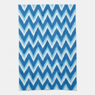 Ikat Chevron Rand - Cobalt, Himlar Blue and White Kökshandduk
