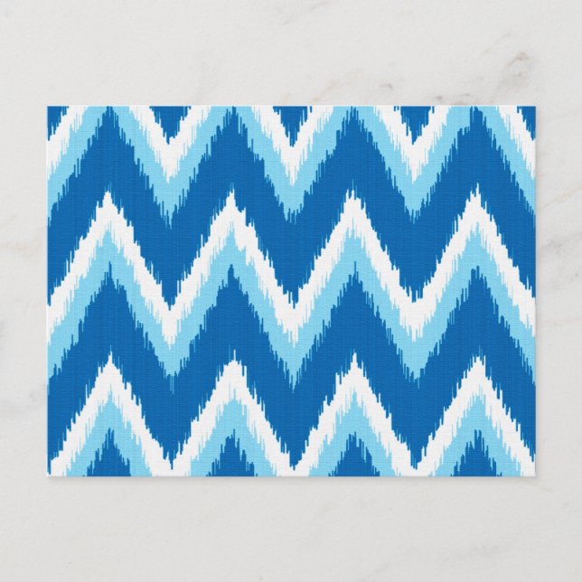 Ikat Chevron Rand - Cobalt, Himlar Blue and White Vykort (Framsida)