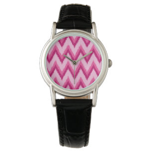 Ikat Chevron Rand - Fuchsia och Blek Rosa Armbandsur