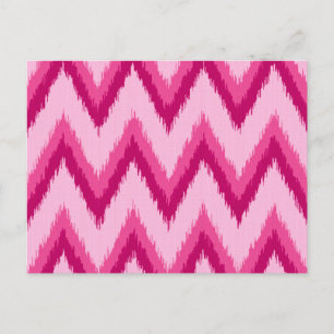 Ikat Chevron Rand - Fuchsia och Blek Rosa Vykort