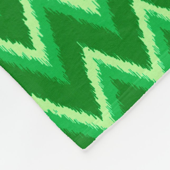 Ikat Chevron Rand - Gräs och Lime Green Fleecefilt (Hörn)