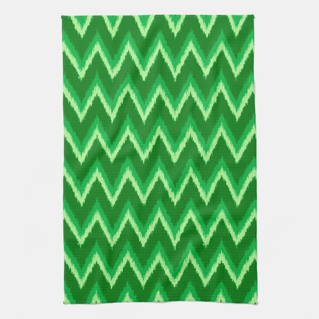 Ikat Chevron Rand - Gräs och Lime Green Kitchen Kökshandduk (Vertikal)