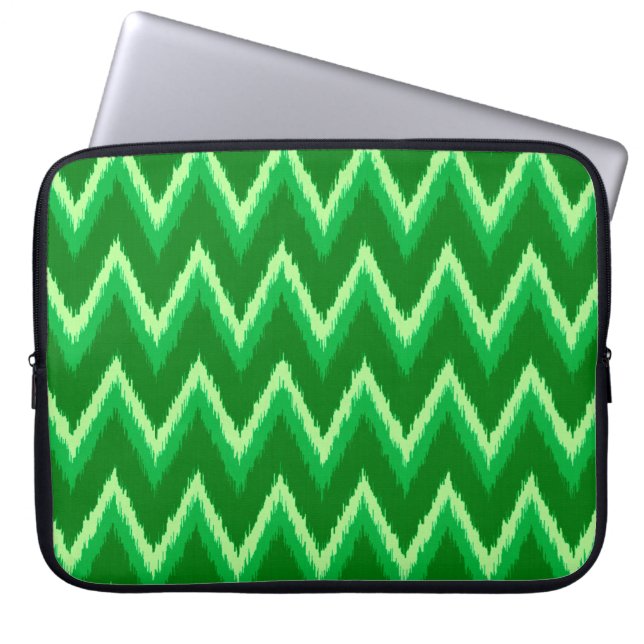 Ikat Chevron Rand - Gräs och Lime Green Laptop Fodral (Framsidan)