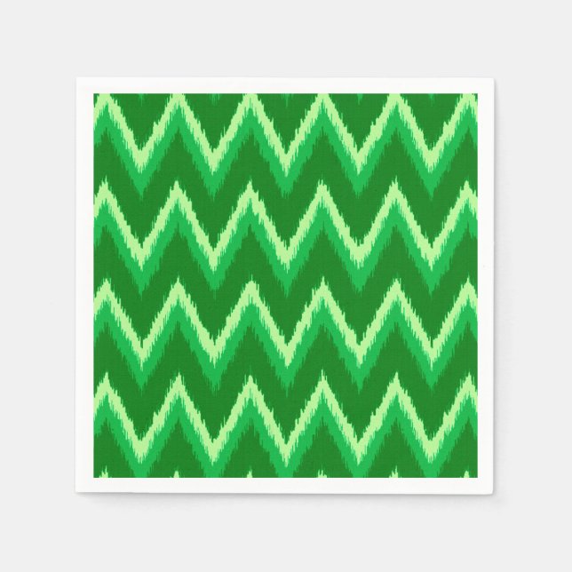 Ikat Chevron Rand - Gräs och Lime Green Pappersservett (Framsidan)