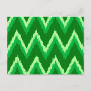Ikat Chevron Rand - Gräs och Lime Green Vykort