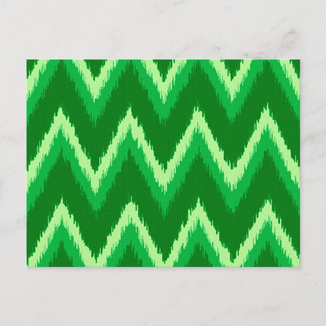 Ikat Chevron Rand - Gräs och Lime Green Vykort (Framsida)