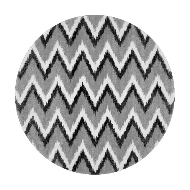Ikat Chevron Rand - Grått / Grått, Black & White (Framsidan)