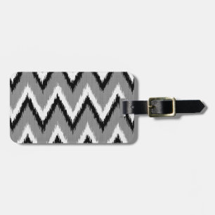 Ikat Chevron Rand - Grått / Grått, Black & White Bagagebricka